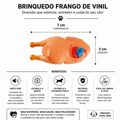 Brinquedo Frango de Vinil HomePet com Som para Cães - imagem 3