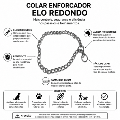 Colar Enforcador São Pet Elo Redondo para Cães 55 cm - imagem 3