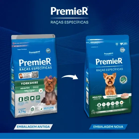 Ração para Cães Adultos Premier Super Premium Raças Específicas Yorkshire 12+ Meses Frango 2,5Kg - imagem 2