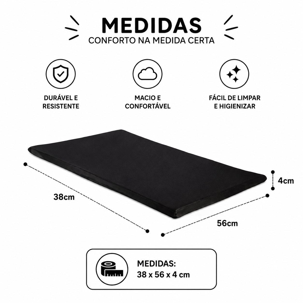 Colchonete São Pet Gorgurinho Preto para Cães 38x56x4cm  - imagem 2