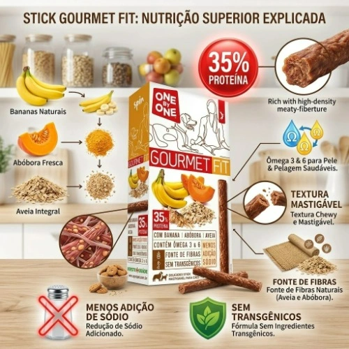 Petisco Spin Pet Onebyone Gourmet Fit Stick para Cães: Sabor Banana, Abóbora e Aveia - 50g - imagem 2