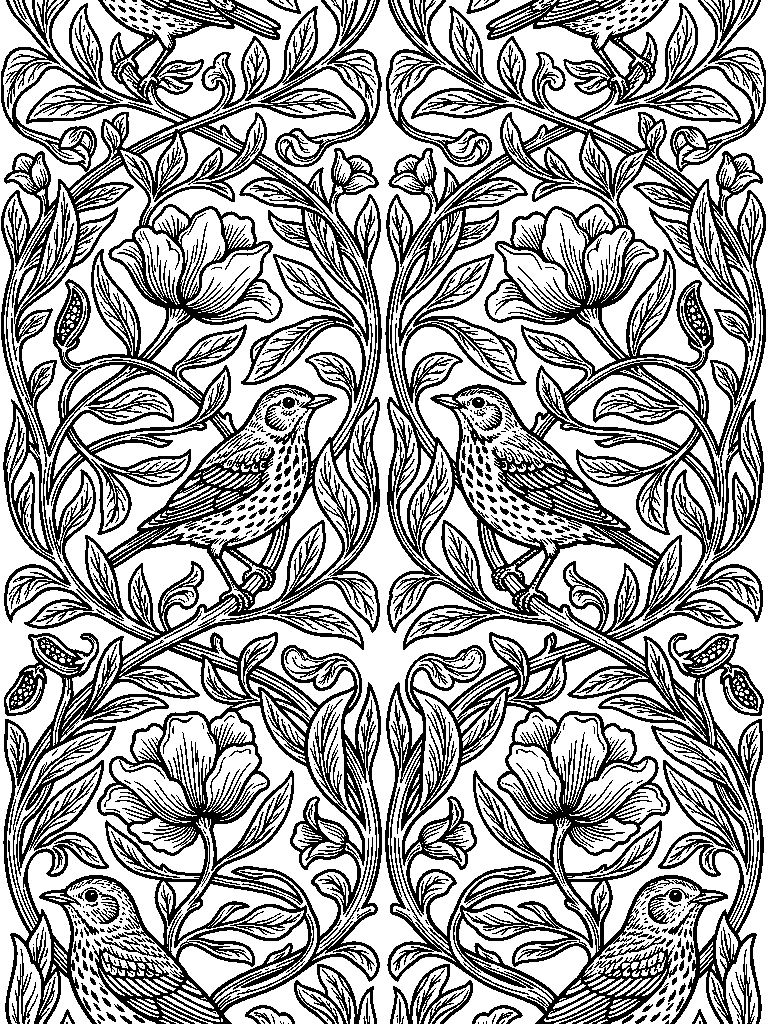 Arts & Crafts Damask laser engraving Style DNA reference
