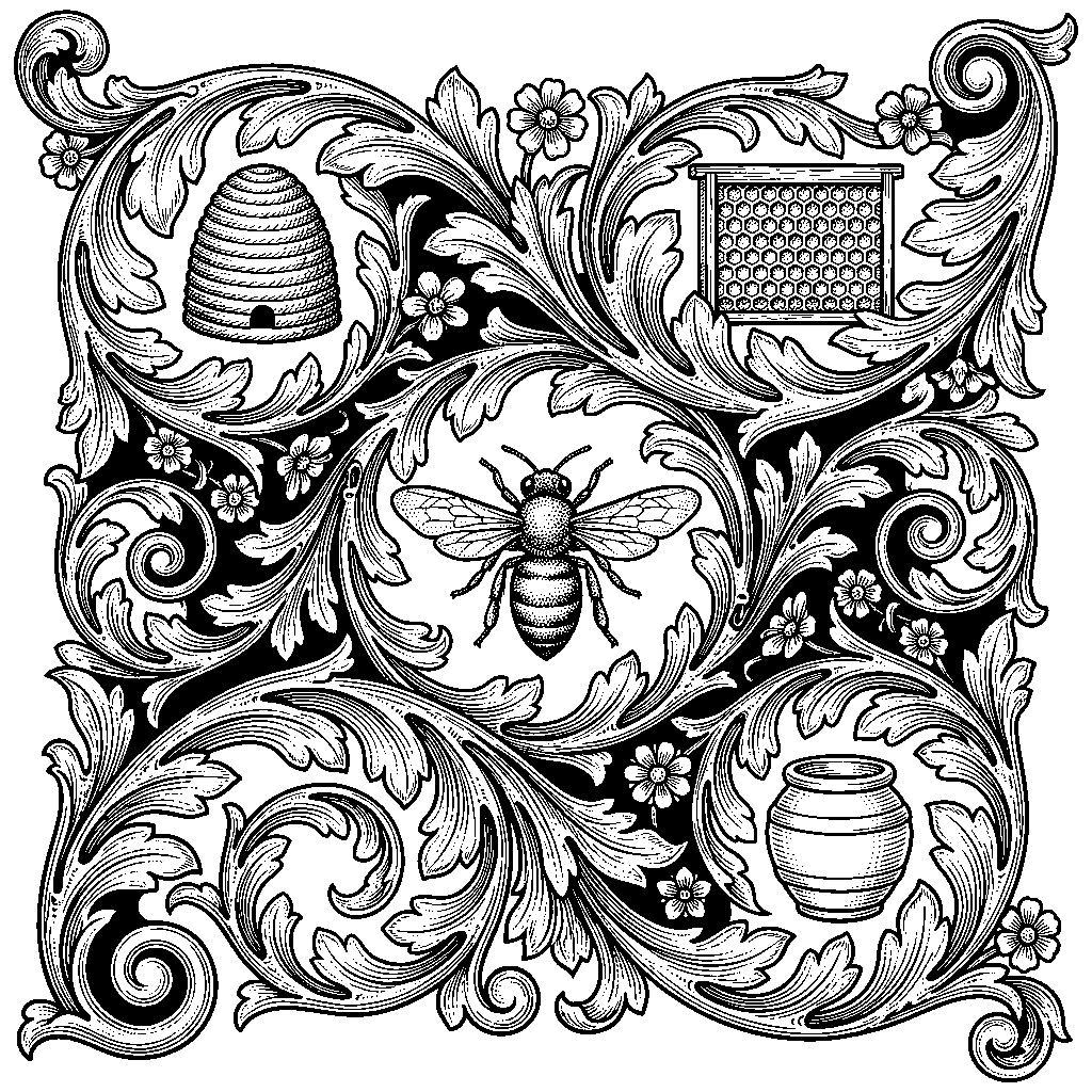 Beekeeper Scrollwork laser engraving Style DNA reference