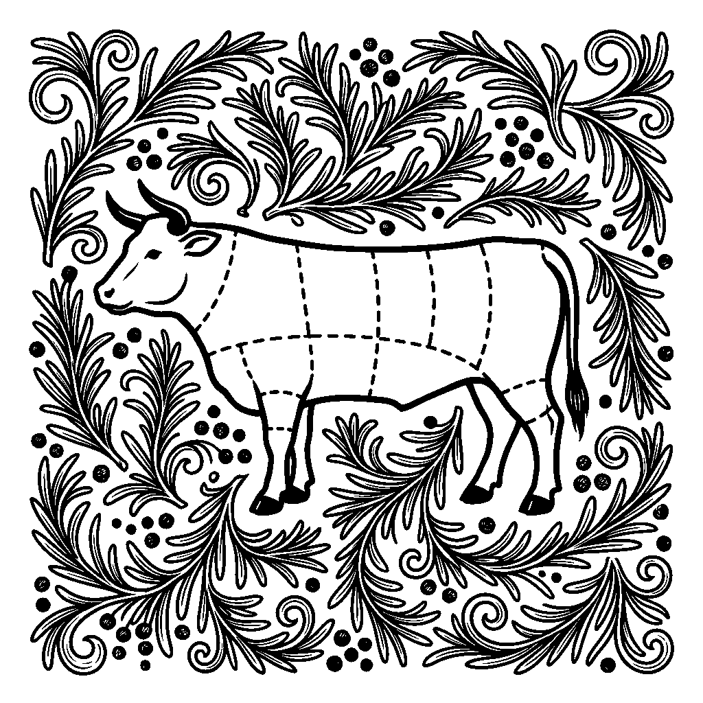 Butcher Cut Chart laser engraving Style DNA reference