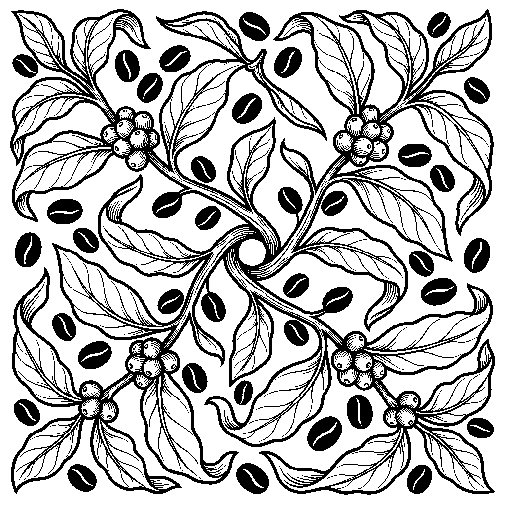 Coffee Branch & Bean laser engraving Style DNA reference