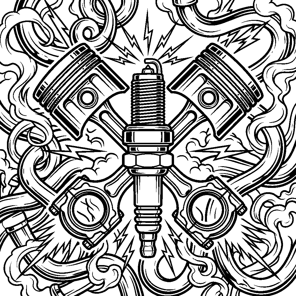 Crossed Pistons and Sparks laser engraving Style DNA reference