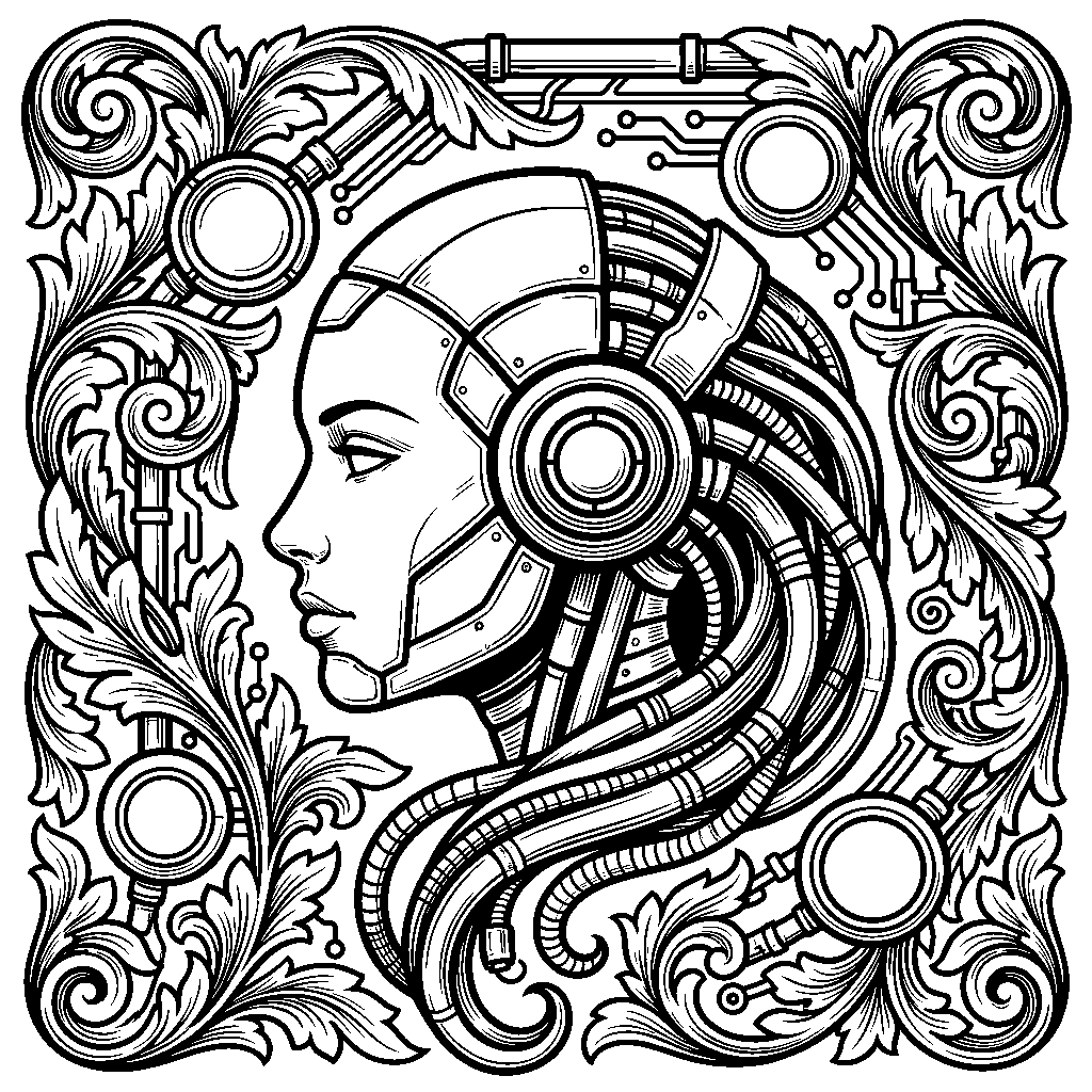 Cyborg Muse Filigree laser engraving Style DNA reference