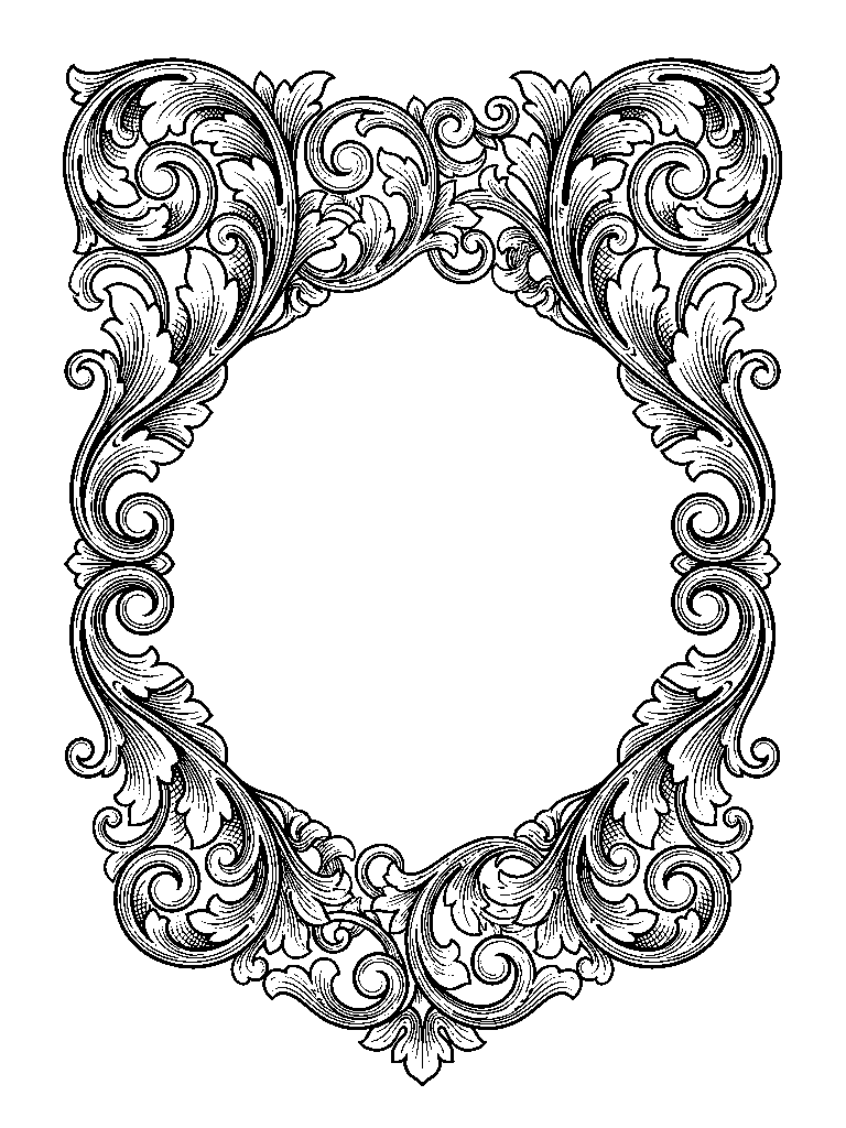 Fine American Scroll Frame laser engraving Style DNA reference