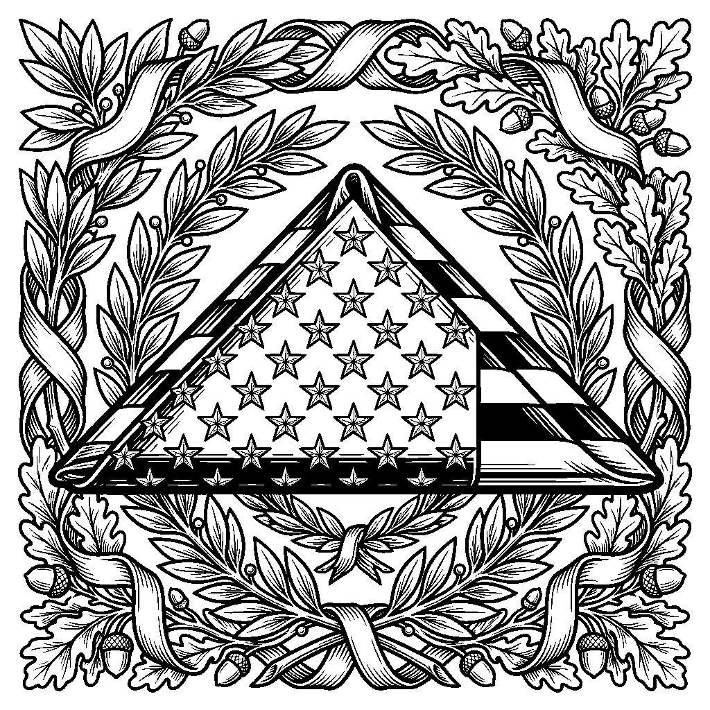 Folded Flag Tribute laser engraving Style DNA reference