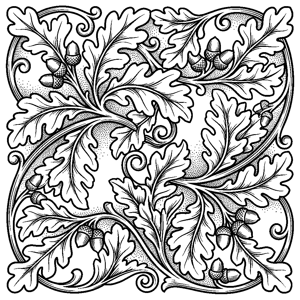 German Oak Leaf Scroll laser engraving Style DNA reference