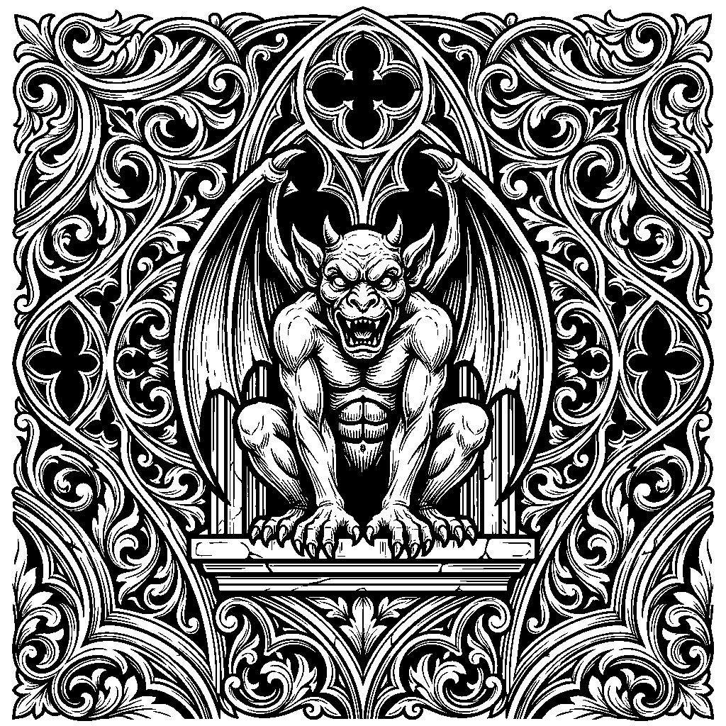 Gothic Gargoyle laser engraving Style DNA reference