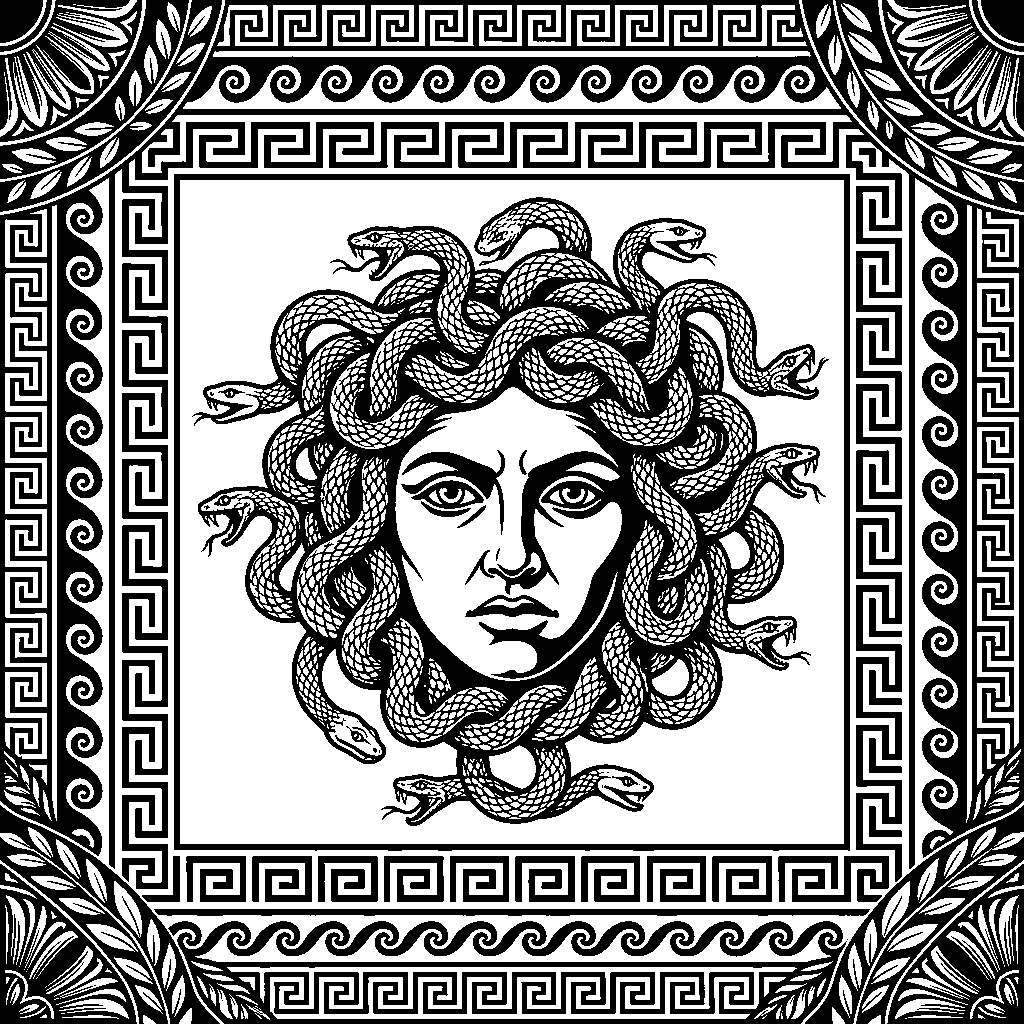 Greek Medusa laser engraving Style DNA reference