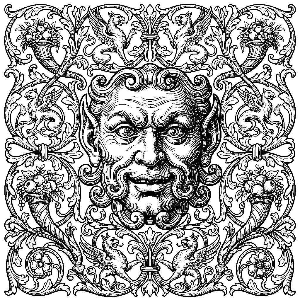 Grotesque Mask laser engraving Style DNA reference