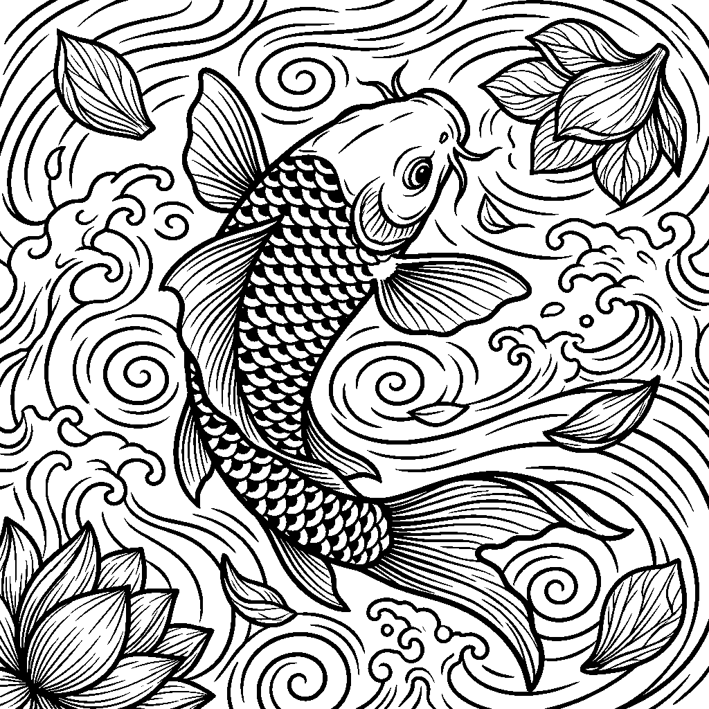 Koi Fish laser engraving Style DNA reference