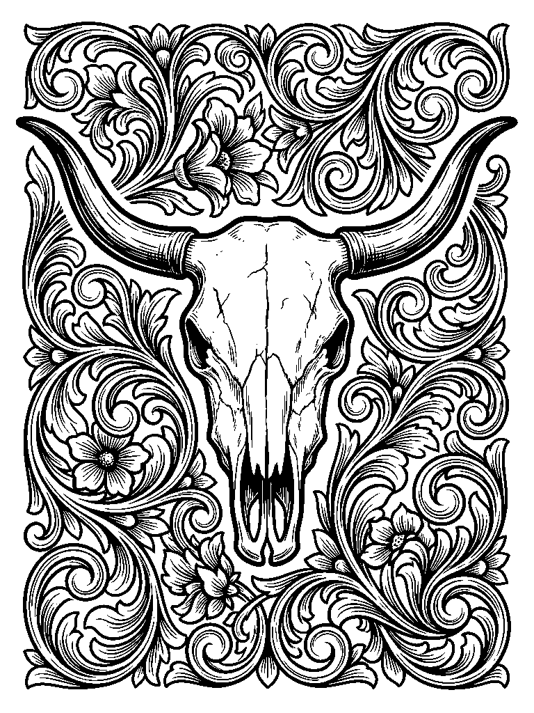 Longhorn Skull laser engraving Style DNA reference