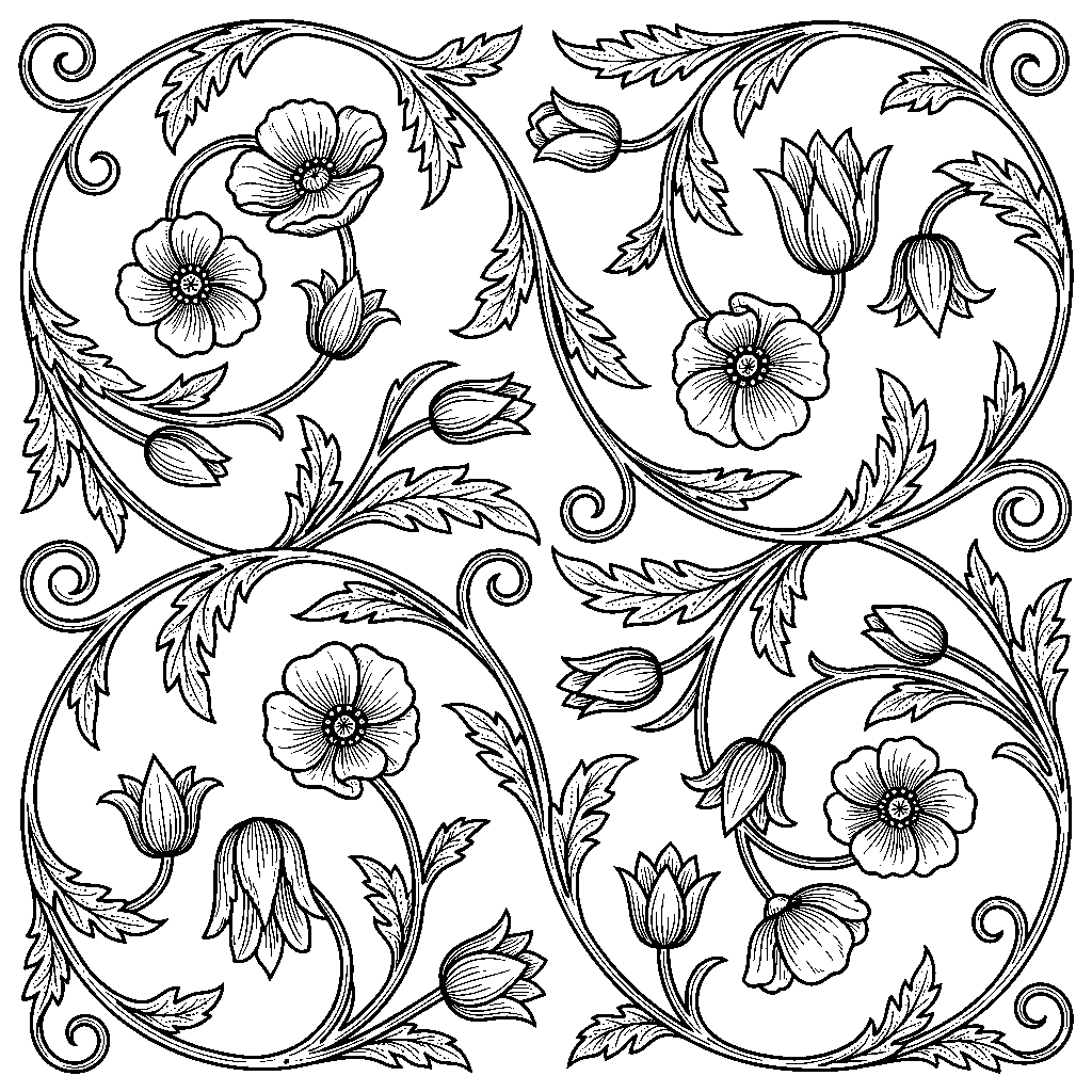 Mughal Floral Scroll laser engraving Style DNA reference