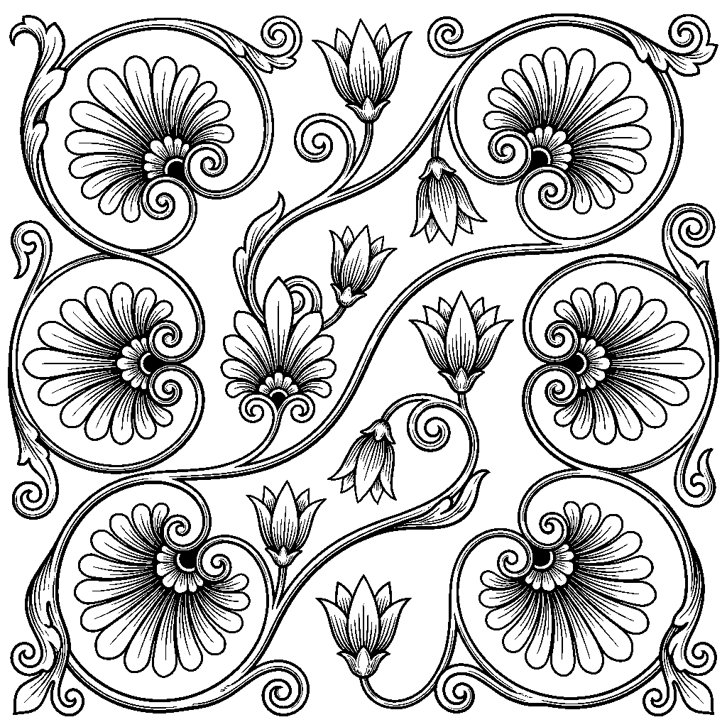 Palmette & Anthemion Scroll laser engraving Style DNA reference