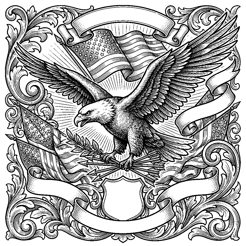 Patriotic Eagle Tribute laser engraving Style DNA reference