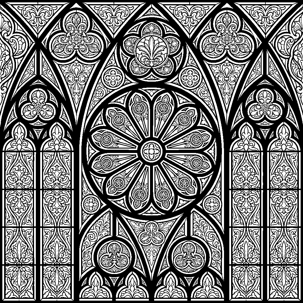 Gothic Stained Glass laser engraving Style DNA reference