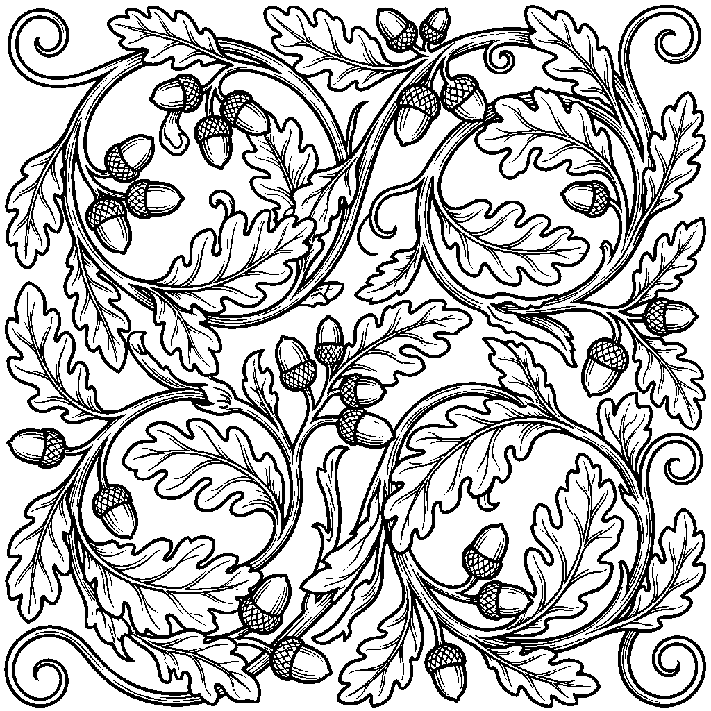 Oak Leaf & Acorn laser engraving Style DNA reference