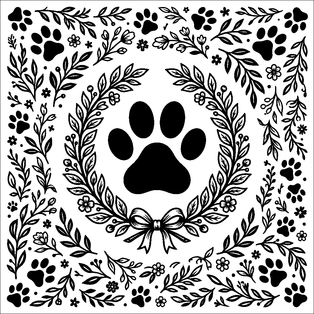 Pet Paw Wreath laser engraving Style DNA reference