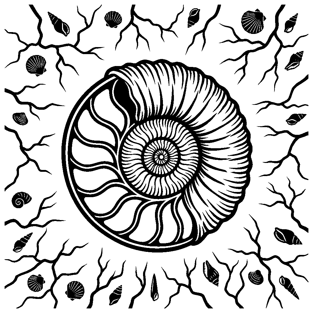 Ammonite Fossil Cabinet laser engraving Style DNA reference