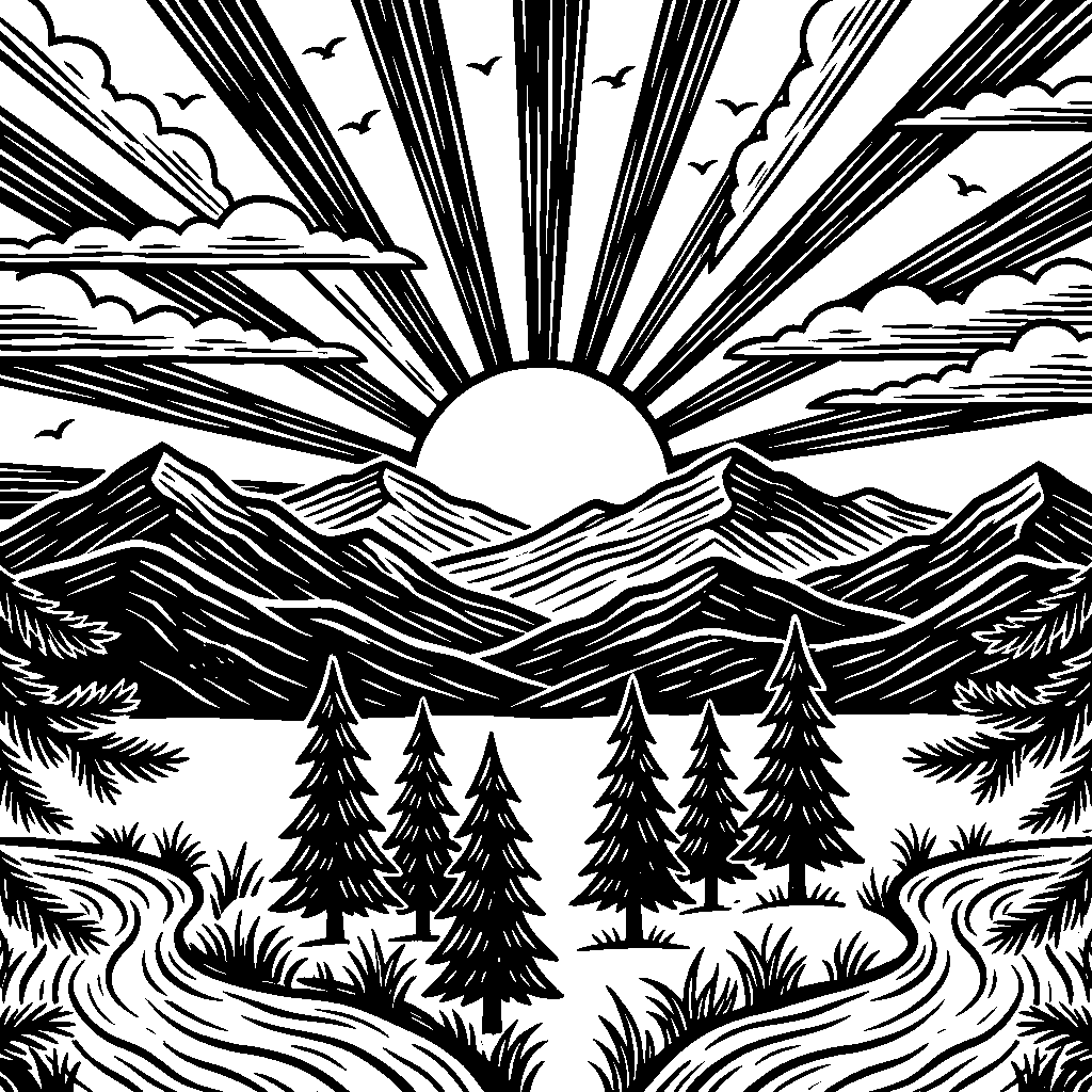 Scenic Mountain Panorama laser engraving Style DNA reference