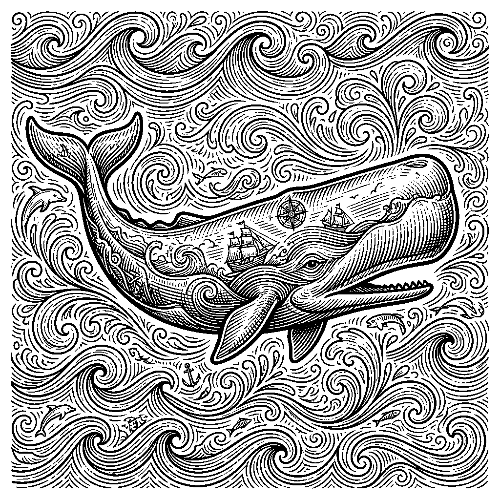 Scrimshaw Whale laser engraving Style DNA reference