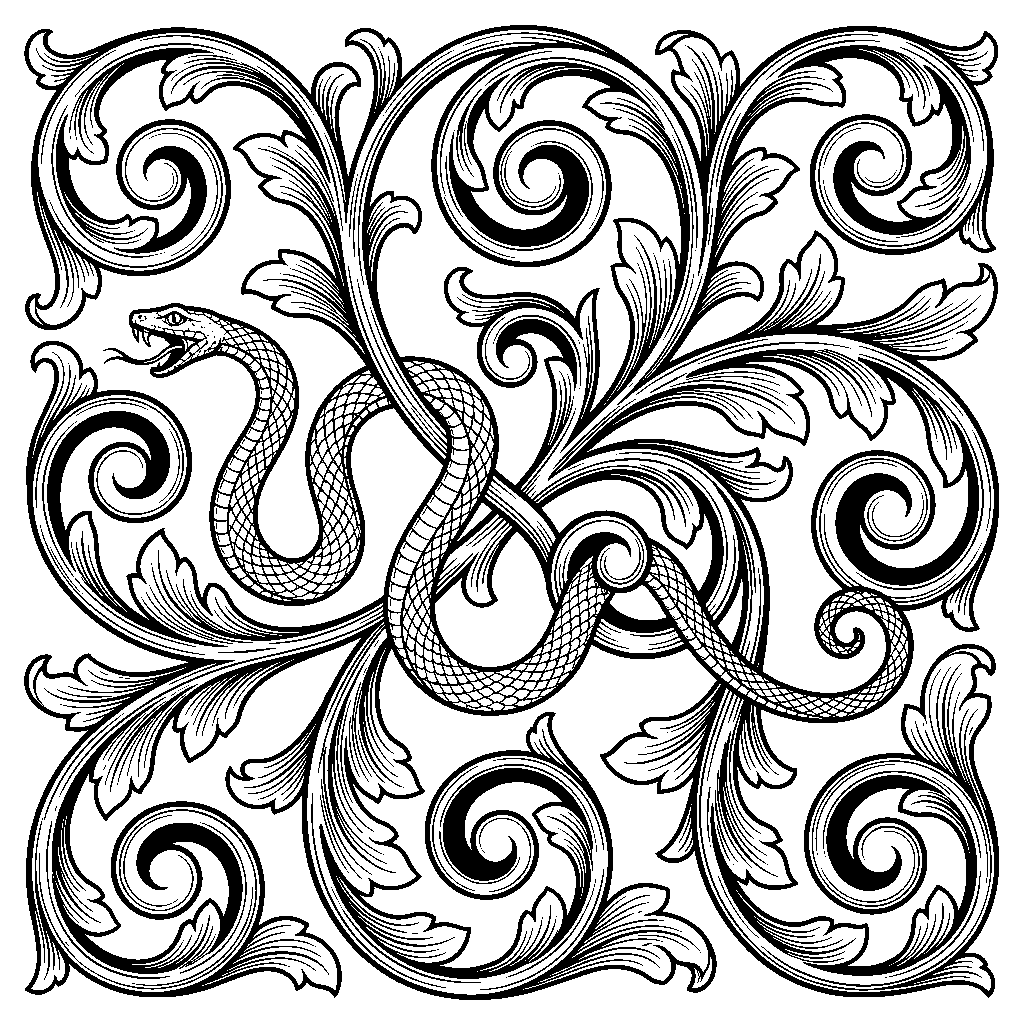 Serpent & Scroll laser engraving Style DNA reference