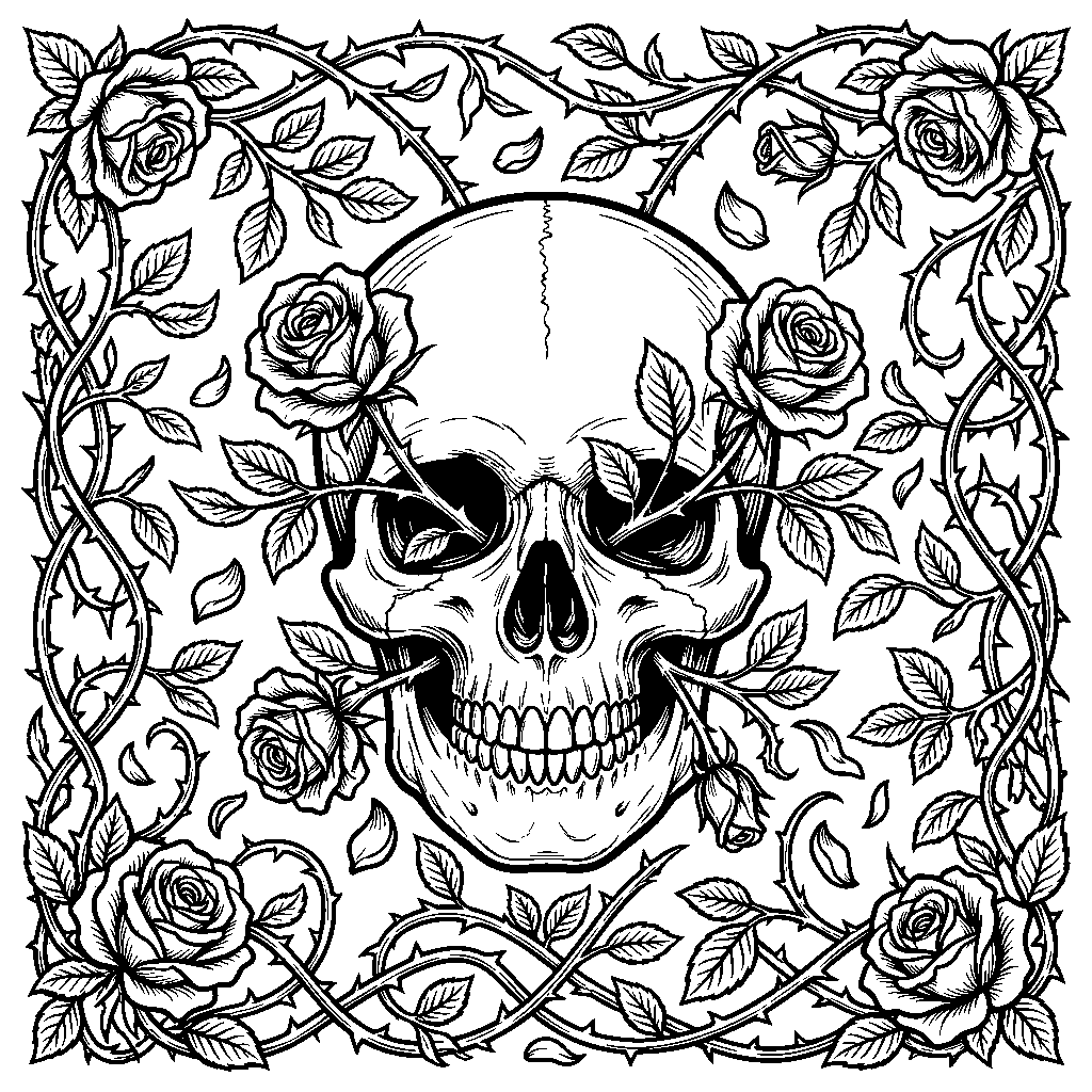 Skull & Roses laser engraving Style DNA reference