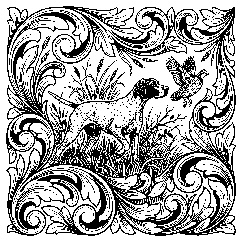 Upland Bird Dog laser engraving Style DNA reference