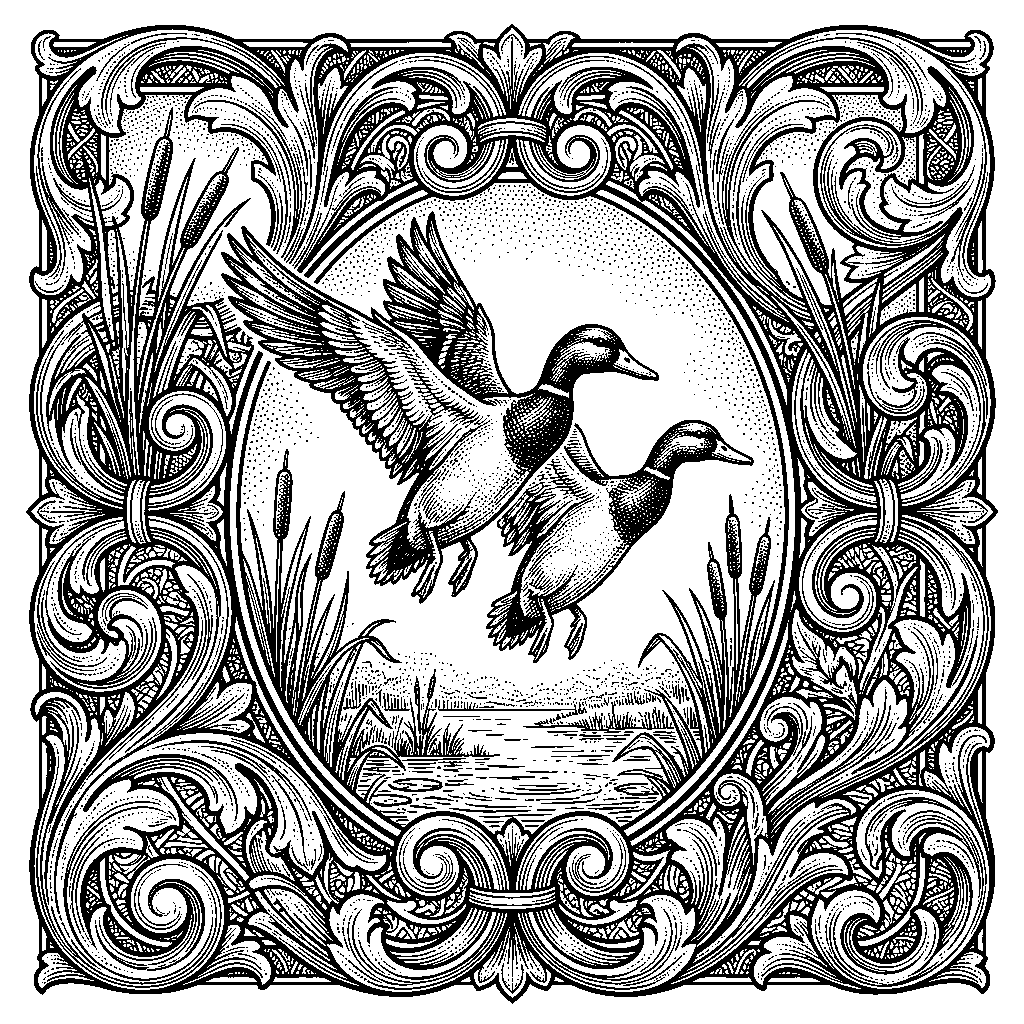 Waterfowl Flight laser engraving Style DNA reference