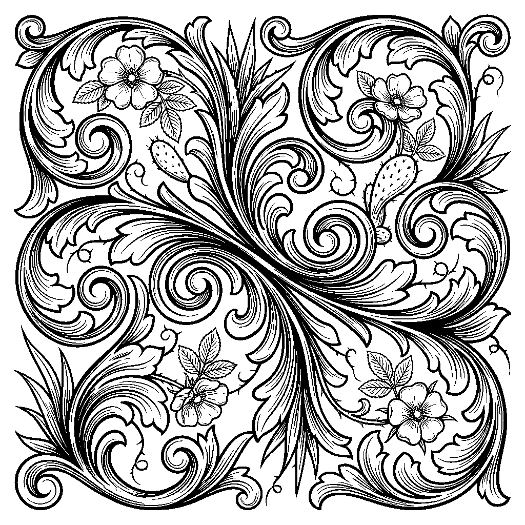 Western Scroll laser engraving Style DNA reference