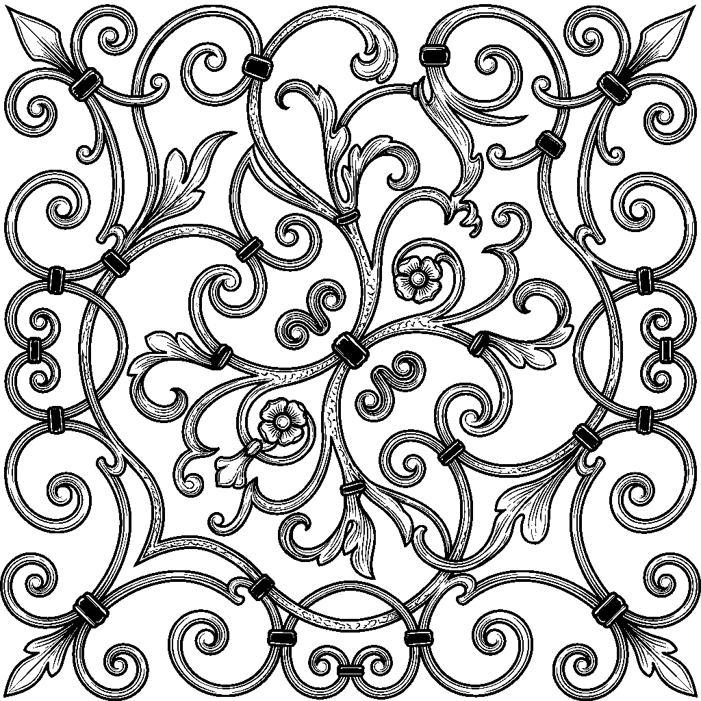 Wrought Iron Scroll laser engraving Style DNA reference