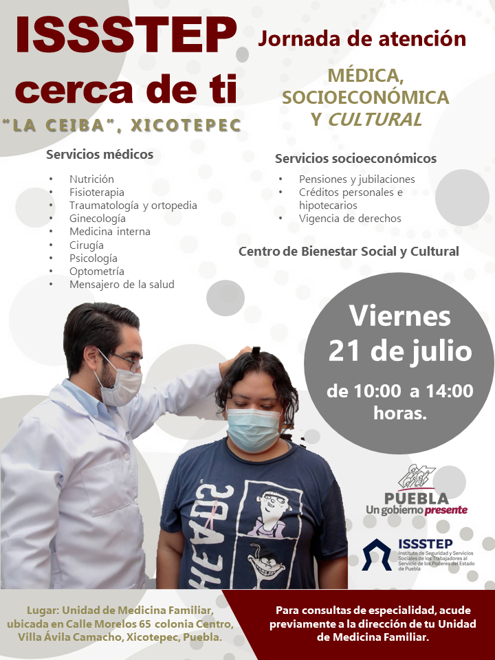 Invita ISSSTEP a jornada de servicios integrales en Xicotepec