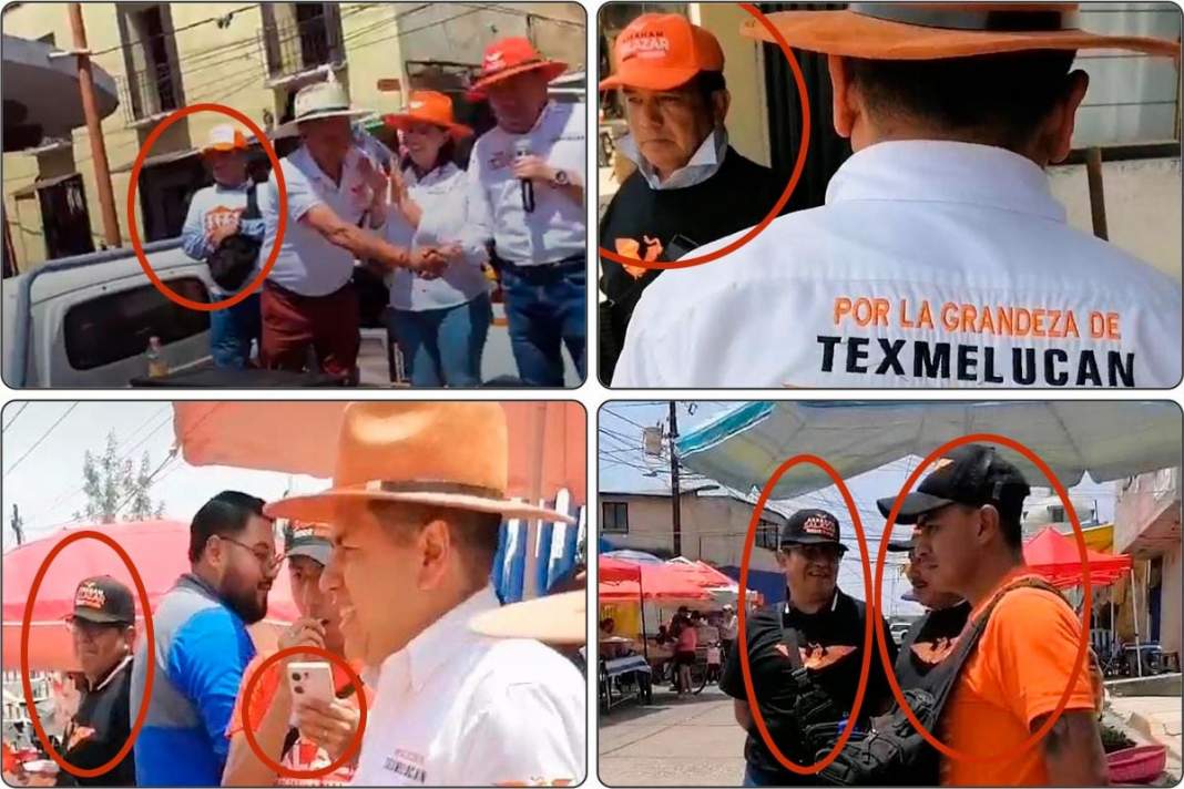 Inquietante y cuestionado, el despliegue de seguridad de Abraham Salazar, el candidato de MC en Texmelucan