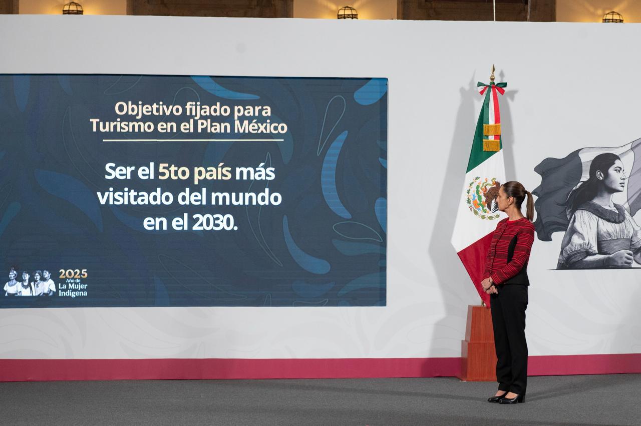 El objetivo para turismo en el Plan México es ser el 5to país más visitado del mundo para el 2030: Sheinbaum