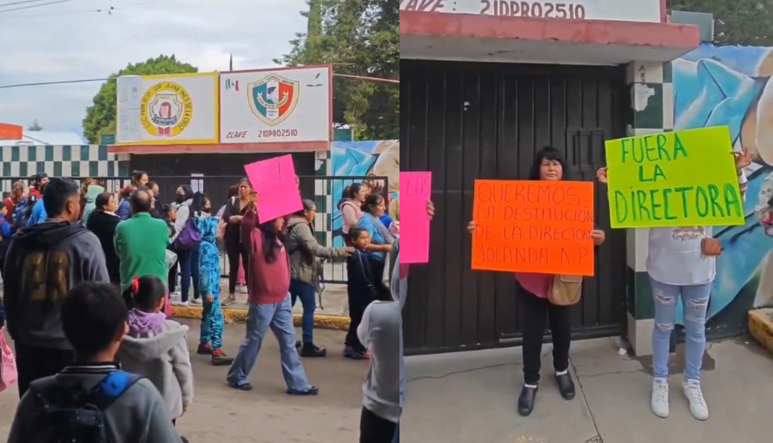 Protesta en escuela primaria Josefa Ortiz de Domínguez
