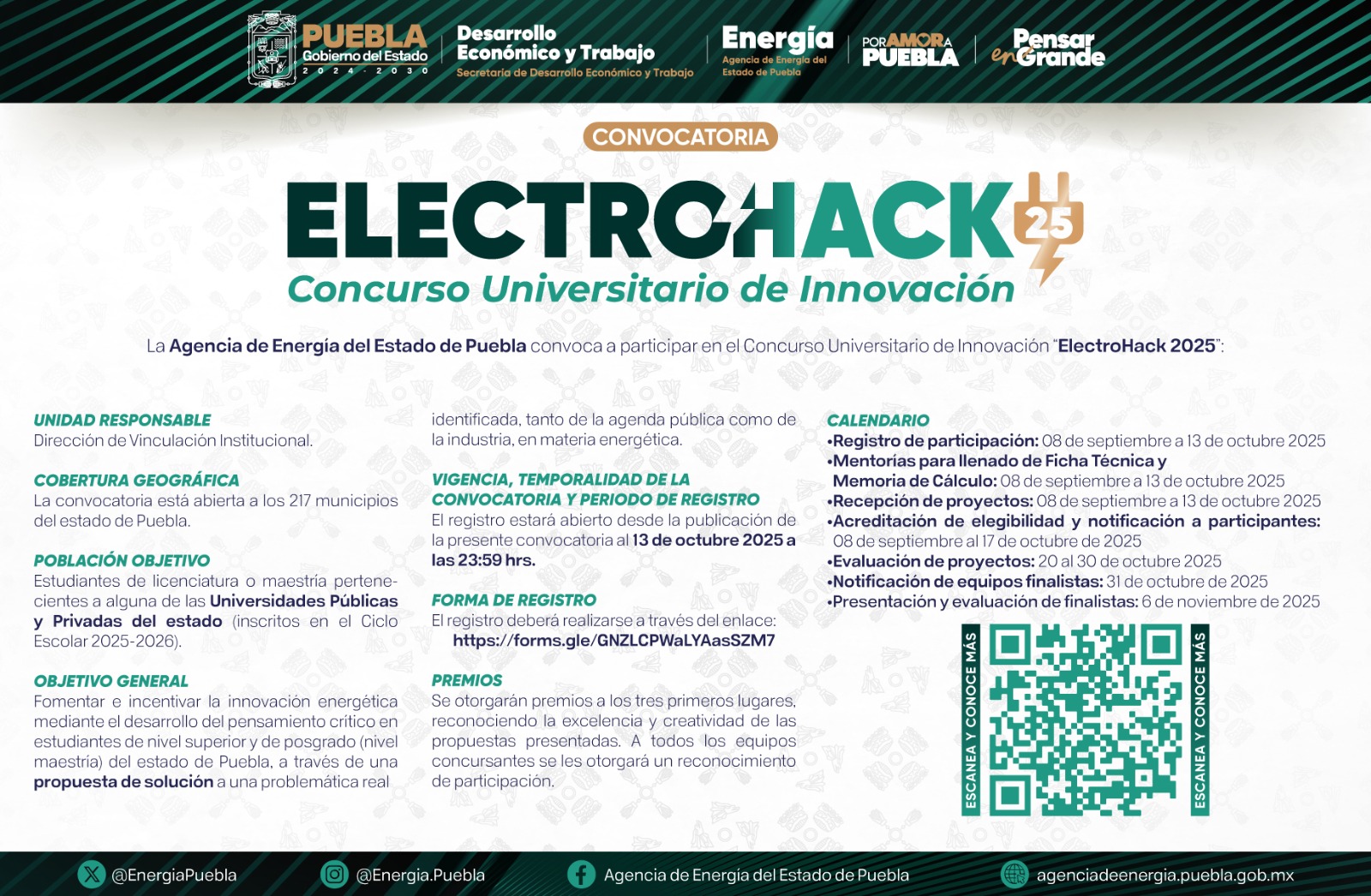 Convoca Gobierno de Puebla a estudiantes universitarios para participar en “ElectroHack 2025”
