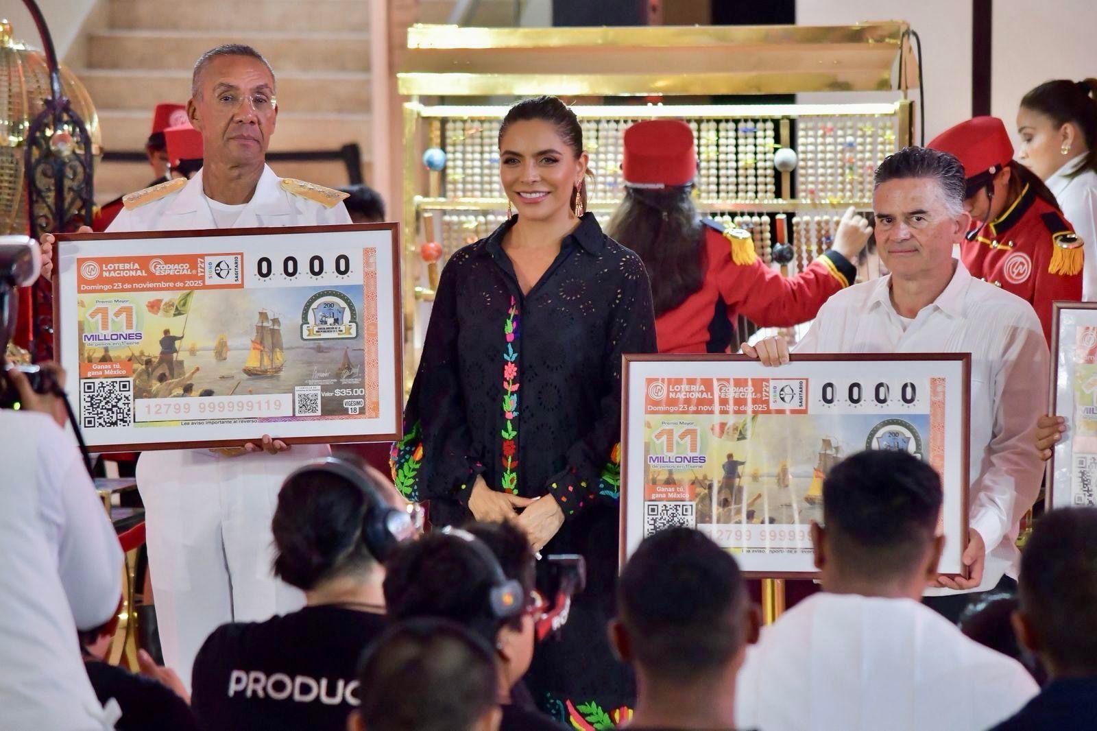 Lotería Nacional realiza sorteo en Veracruz para honrar 200 años de la Consolidación de la Independencia en el mar