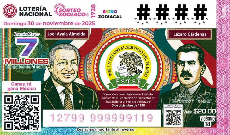 Billete de Lotería Nacional celebra el 87 Aniversario de la creación de la Federación de Sindicatos de Trabajadores al Servicio del Estado