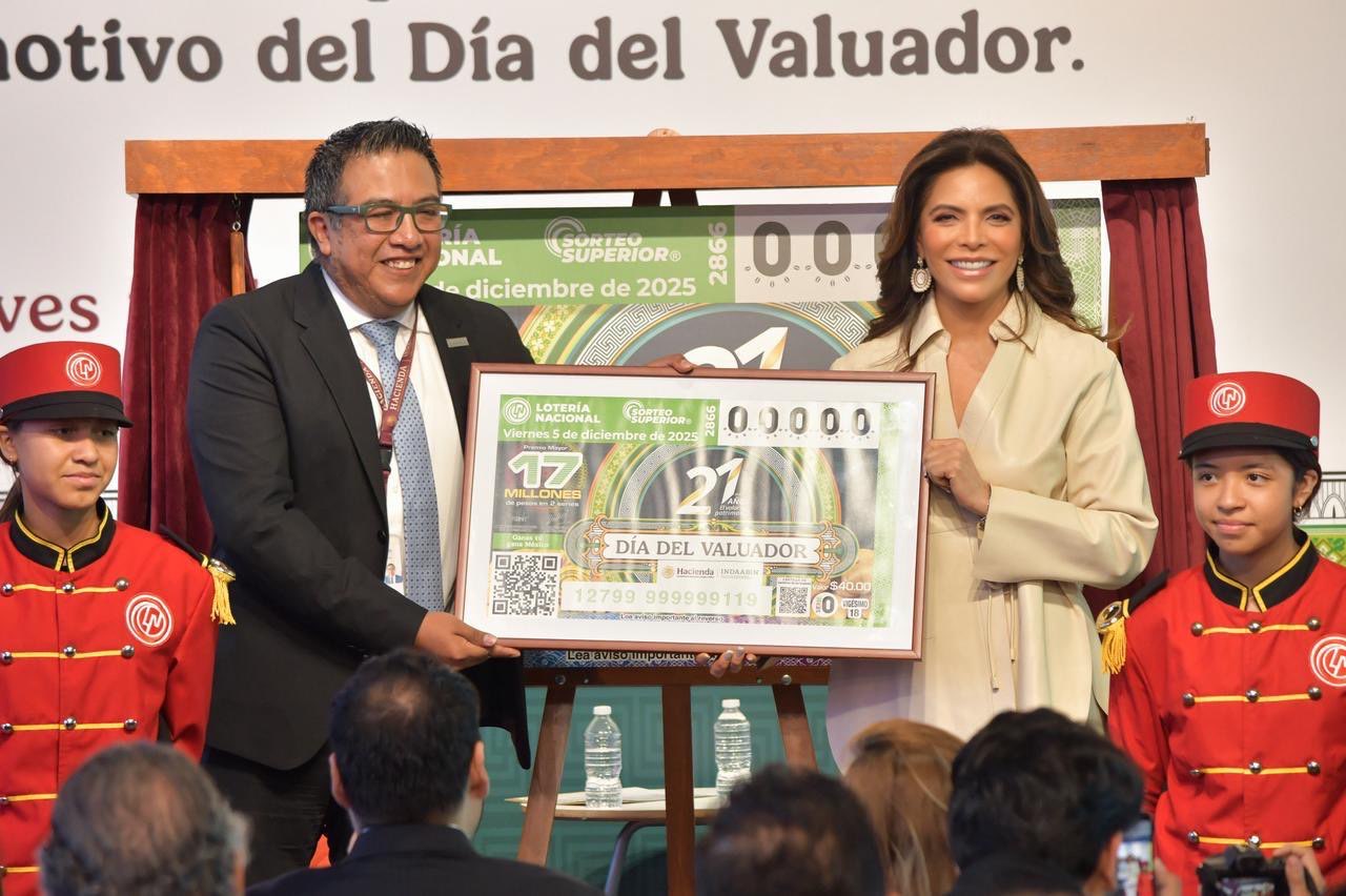 Lotería Nacional y el Indaabin presentan billete conmemorativo del Día del Valuador