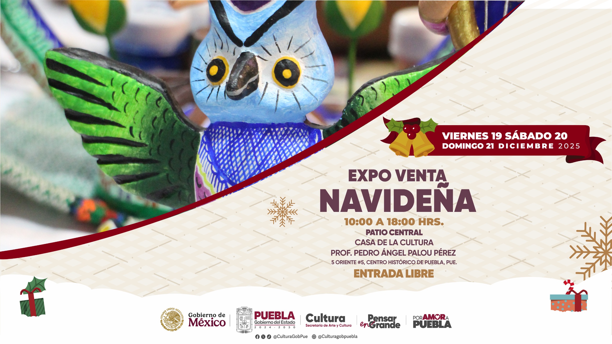 Casa de la Cultura invita a Expoventa Navideña del 19 al 21 de diciembre