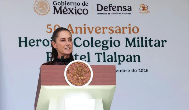 Claudia Sheinbaum encabeza ceremonia por 50 aniversario del Heroico Colegio Militar en Tlalpan