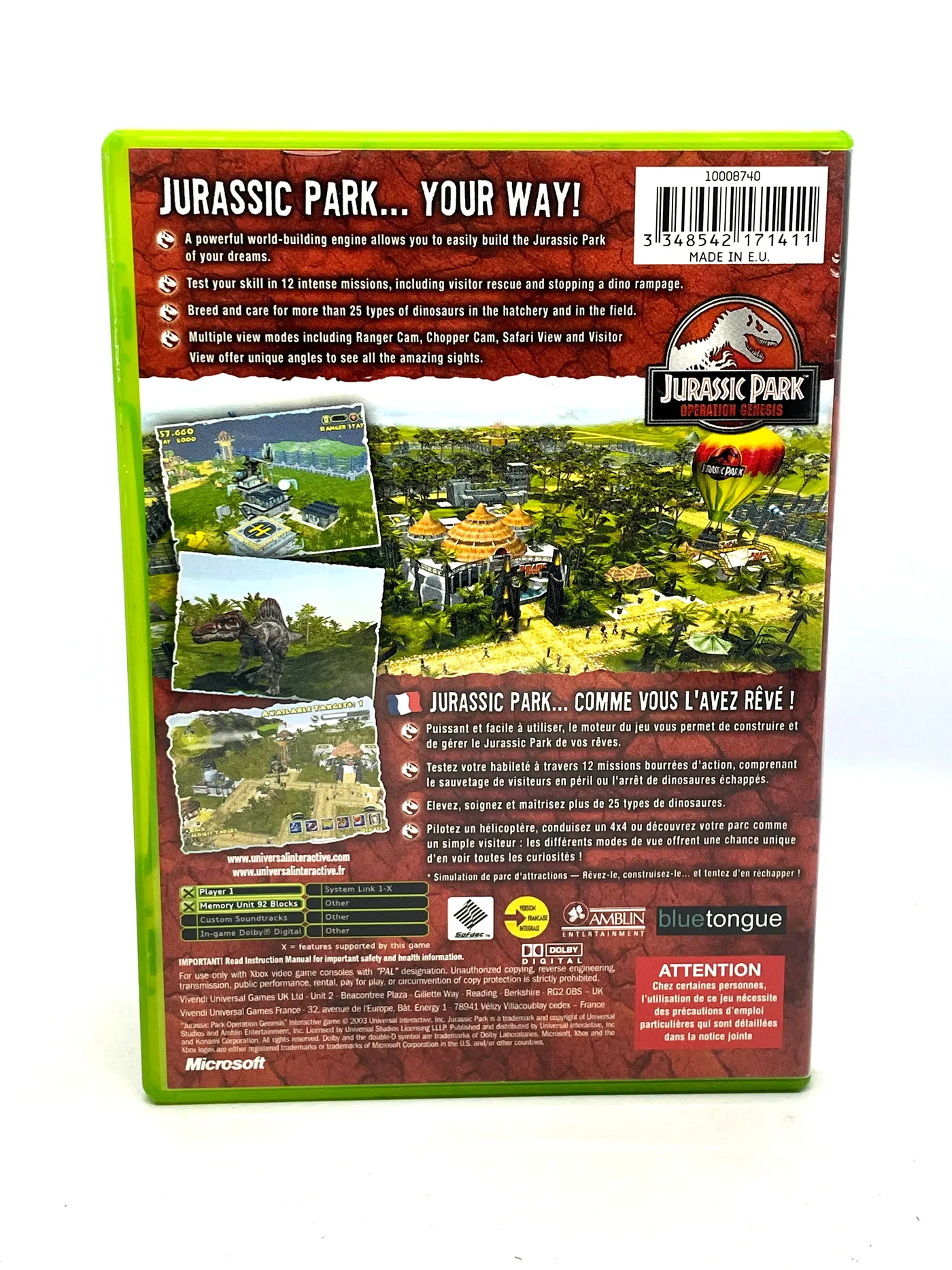 Jurassic Park Operation Genesis Xbox