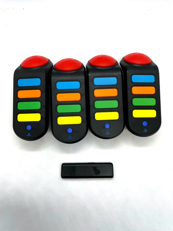 PS3 - 4 Original Wireless Buzzer + Empfänger (gebraucht) NEUWERTIG