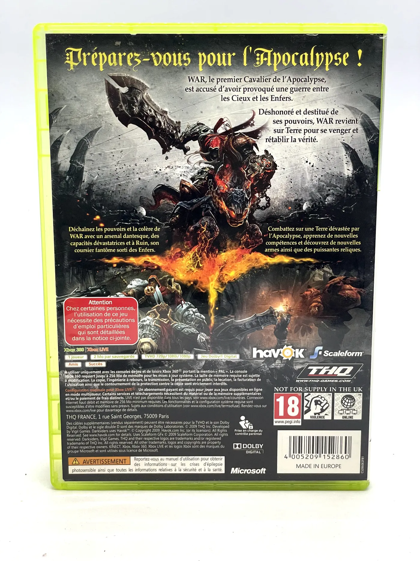 N1283 JEU FULL SET FR CONSOLE MICROSOFT XBOX 360 : DARKSIDERS II @ PROMO @ X BOX N1283 JEU FULL SET FR CONSOLE MICROSOFT XBOX 360 : DARKSIDERS II @ PROMO @ X BOX