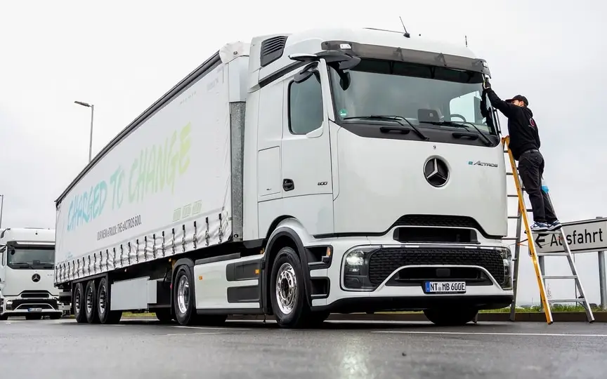 Mercedes Benz Trucks "eActros 600" revealed.(Photo by Daniel Bockwoldt / AFP) (AFP)