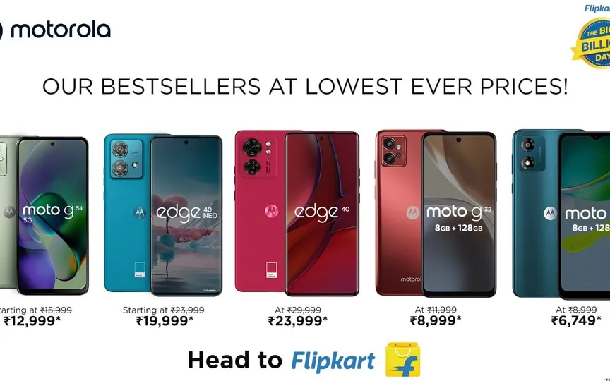 Upgrade your tech arsenal with Motorola's exciting discounts on 5G Smartphones and EnvisionX TVs that are available during the Flipkart Big Billion Days Sale.