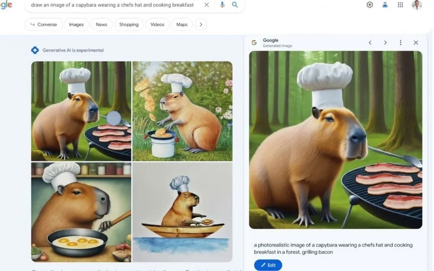 Google SGE can now generate up to four AI images based on prompts. (Google)